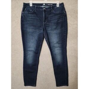 Lee Riders Mid Rise Skinny Jeans Womens 18 Blue Dark Wash Stretch